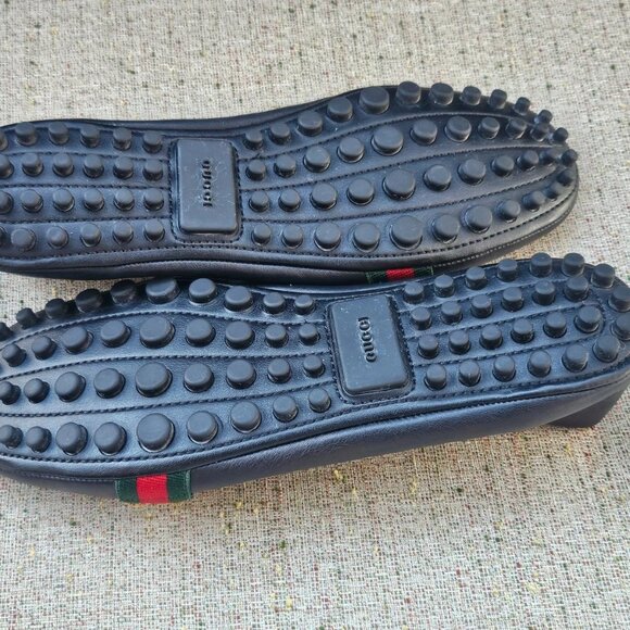 Gucci Women Sandal Ballet Black Shoe Black Leather Upper Made Italy Size 38.5 - Picture 10 of 13